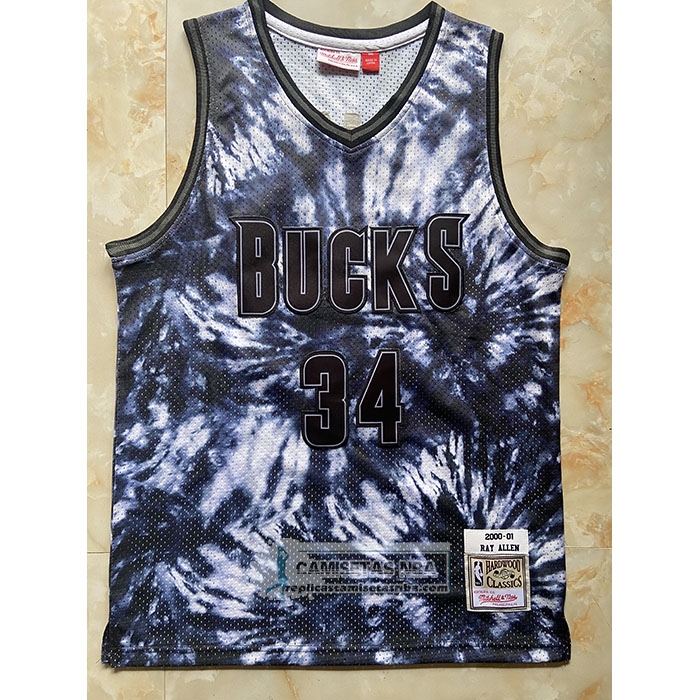 Camiseta Milwaukee Bucks Ray Allen NO 34 Mitchell & Ness 2001-02 Negro